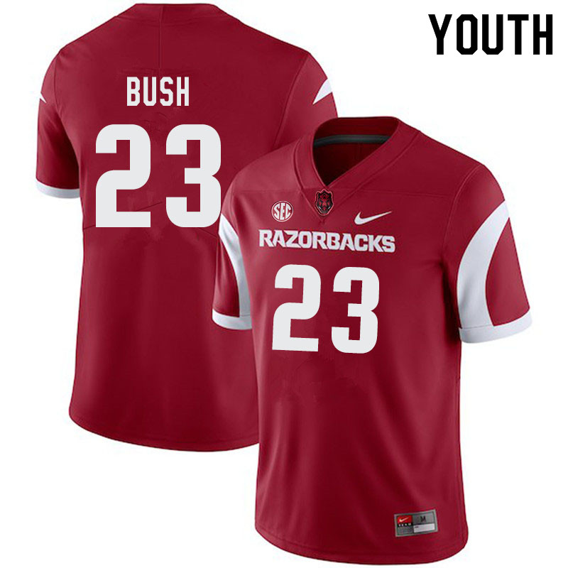 Youth #23 Devin Bush Arkansas Razorbacks College Football Jerseys-Cardinal - Click Image to Close